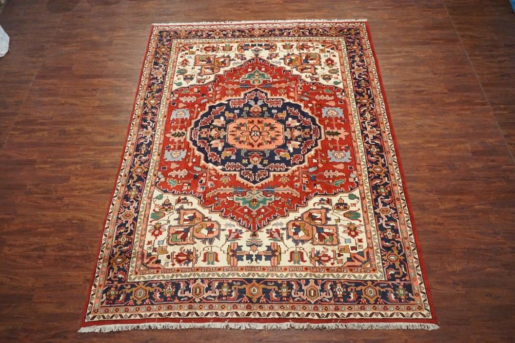 Vintage 10X13 Area Rug - 1970's Red Hand-Knotted Oriental Carpet (9.8 x 13.1)