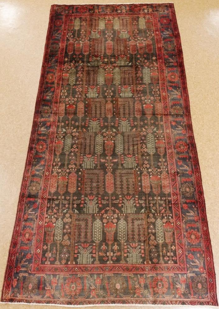 Persian Rug Hamedan Tribal Hand Knotted Wool Soften BLACK Oriental 5.5 x 12.2