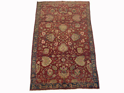 Antique 6X11 Indian Agra Rug Hand-Knotted Burgundy Oriental Carpet, circa 1890