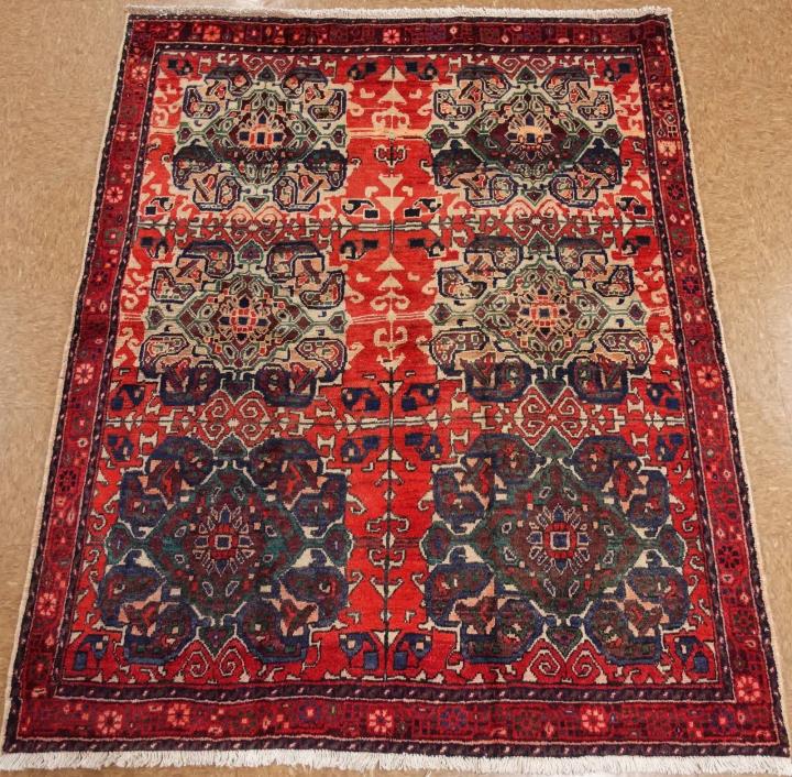 Persian Rug SIRJAN Tribal Hand Knotted Wool Red Ivory Blue Oriental 5 x 6