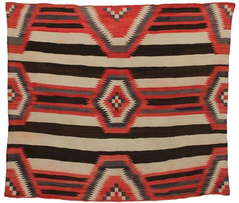 Antique Navajo 3rd Phase Chief Blanket; Circa 1900; 5-1 x 5-7 ft.