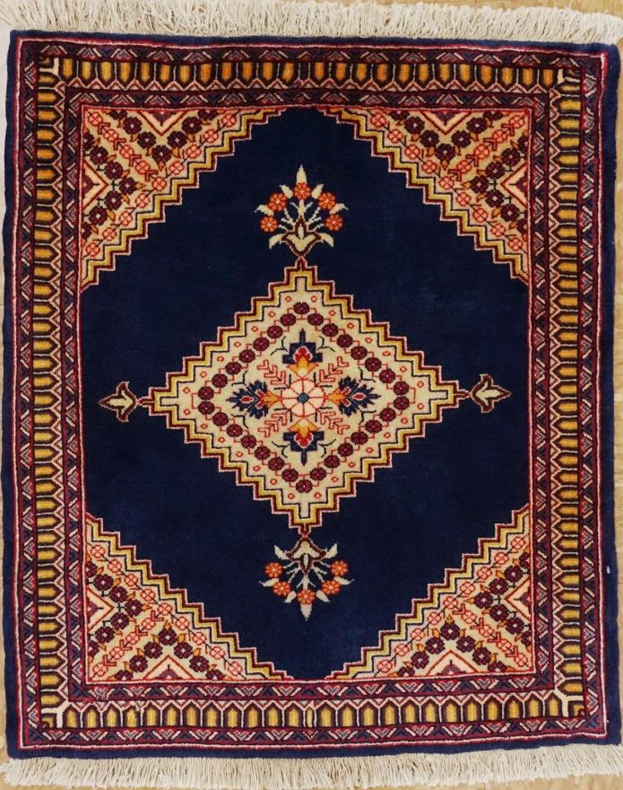 Persian Jozan Rug Tribal Hand Knotted Wool Navy Red Oriental 2.1 x 2.6