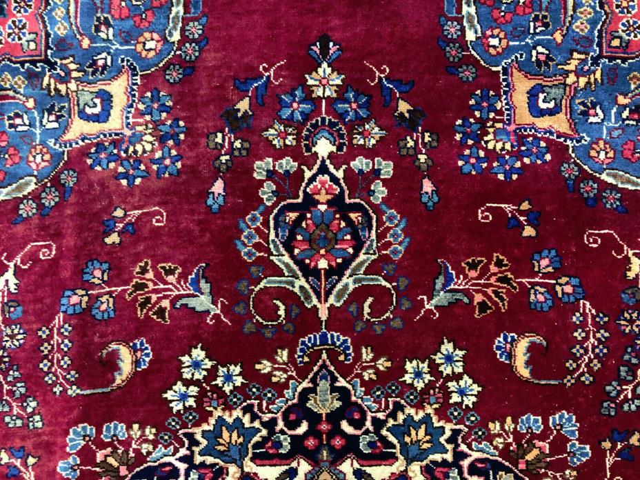 8x11 ANTIQUE RED PERSIAN RUG HAND KNOTTED RUGS wool woven made blue green 8x10