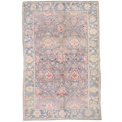 Antique 5X8 Light Blue Indian Agra Area Rug 1920's Hand-Knotted Cotton Carpet