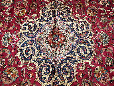 12X9MASHHAD Vegetable dye High Qualit Handmade Rug%100 WOOL excellent condition