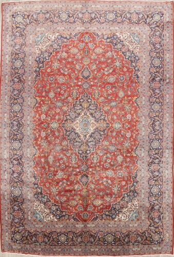 Antique Traditional Floral Kaashaan Persian Handmade Red Wool Area Rug 10'x14'