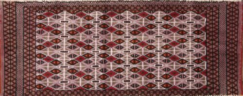Persian Turkoman Bokhara 2x4 Wool Handmade Geometric Oriental Runner Rug