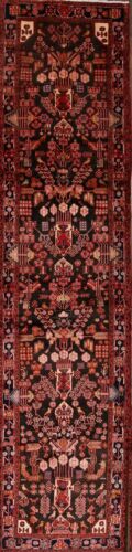 Palace Sized Geometric Tribal Nahavand Persian Handmade Wool Runner Rug 4'x16'