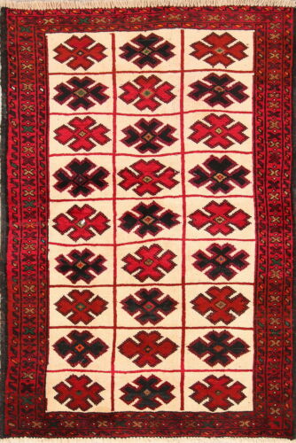 Balouch Persian 4x6 Wool Hand-Knotted Geometric Afghan Oriental Area Rug