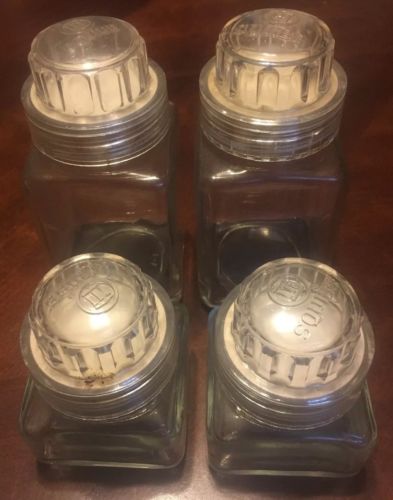 Lot 4 Vintage Glass Apothecary Drugstore Jars by Squibb