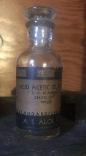 antique apothecary/medical bottle -traveling doctor— label: ACID ACETIC GLACIAL