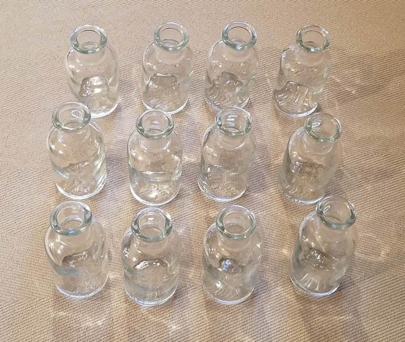 Vintage Set of 12 Kimax Small Chemistry Glass Apothecary Lab Bottles