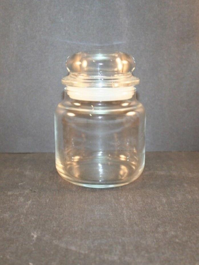 Vtg Round Apothecary Jar with Glass Lid w/Stopper Drug Store 5 1/2
