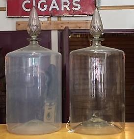 Antique Pair of Huge Hand Blown Perfume or Apothecary Display Bottles WOW!
