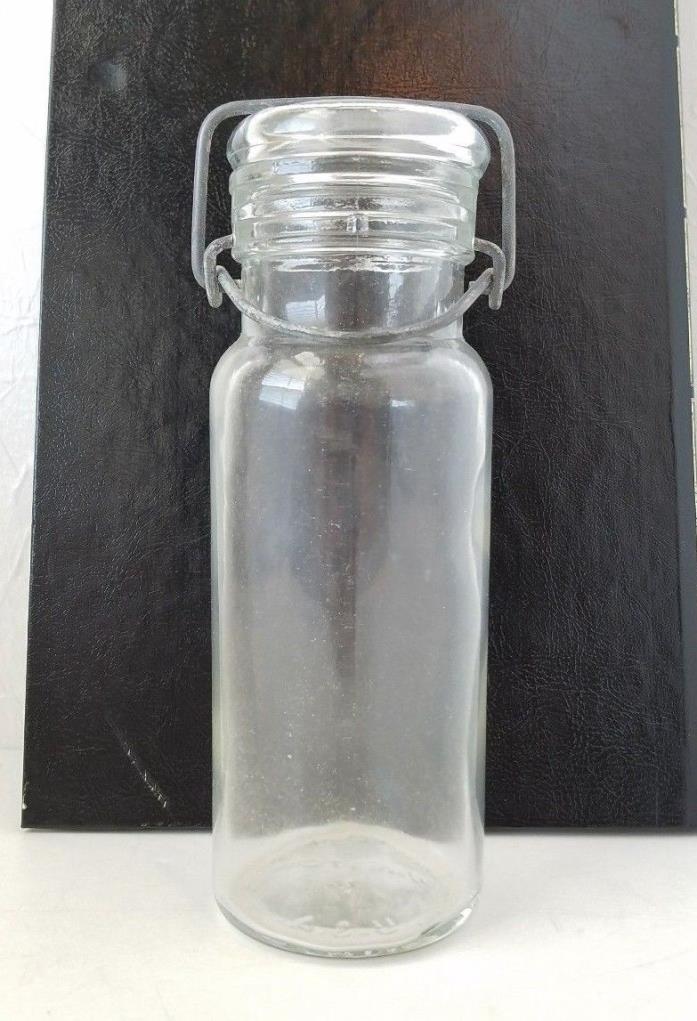 Antique Wheaton Apothecary Jar Wire Bale Vintage Clear Glass Bottle