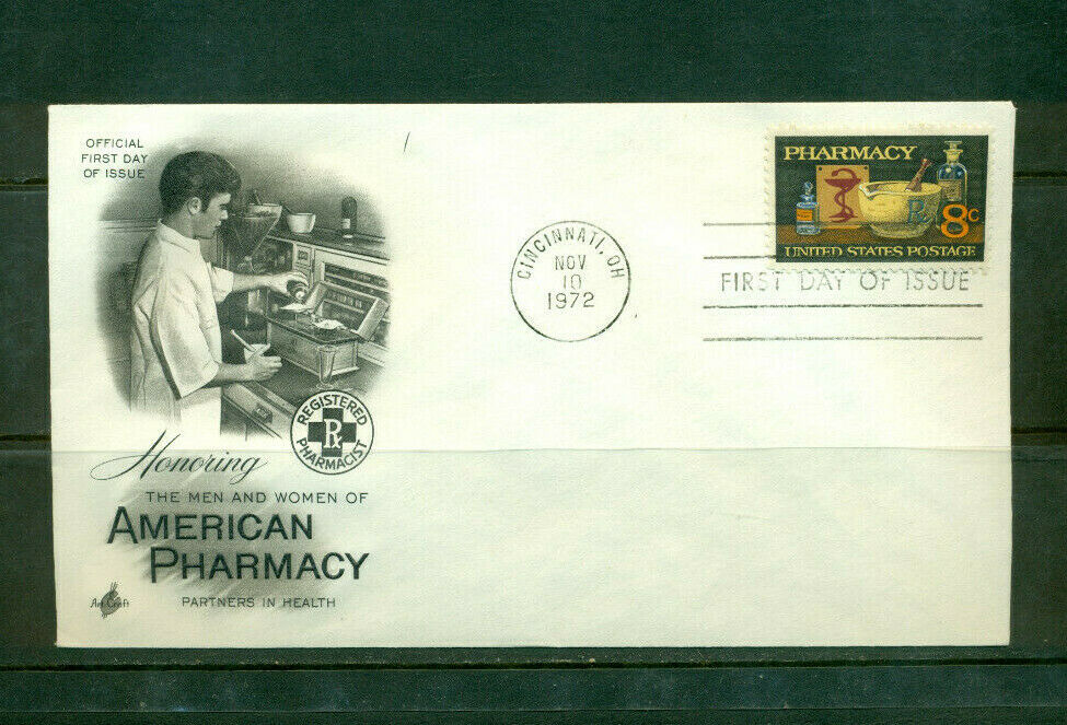 1972 First Day of Issue - honoring Pharmacy - Art Craft Cachet