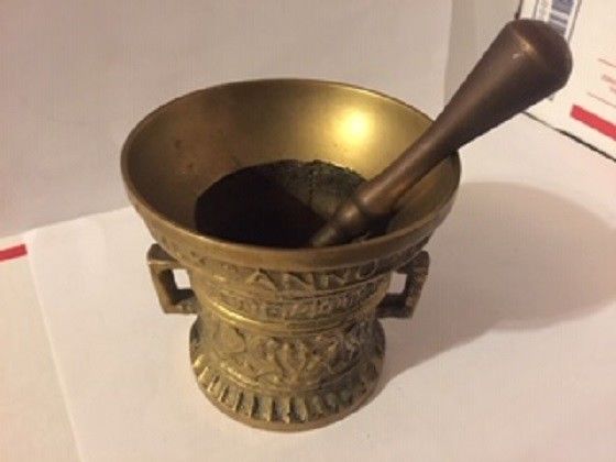 Vintage antique medicine herb grinder brass