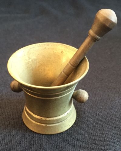 Vintage Miniature Mortar and Pestle Brass Metal Apothecary Holland