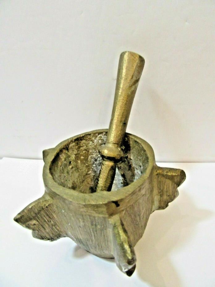 MORTAR PESTLE VINTAGE HEAVY BRONZE COMPOSITION OLD MEDICATION CLOVES APOTHECARY