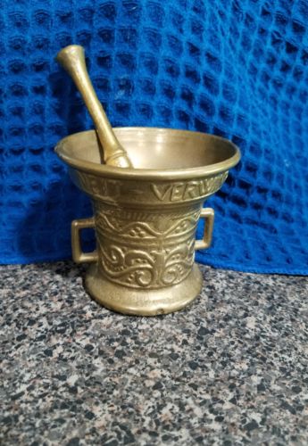 Vintage Solid Brass Mortar And Pestle! Great condition.