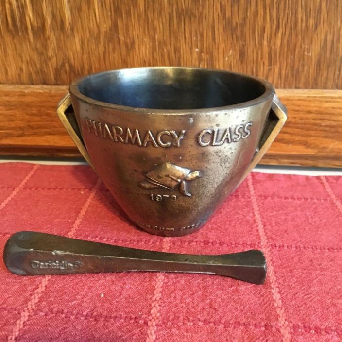 Vintage Brass Mortar and Pestle Pharmacy Class 1973