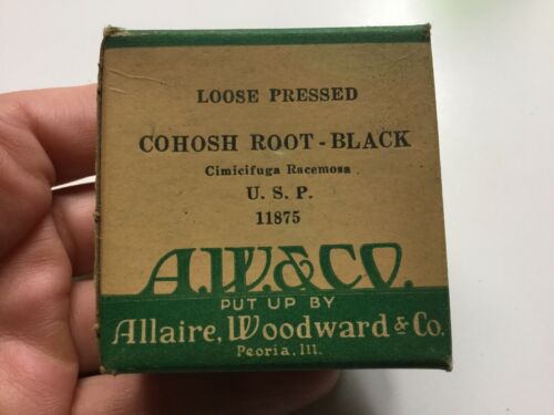Vintage Crude Drug, Cohosh Root Black, Allaire, Woodward Co