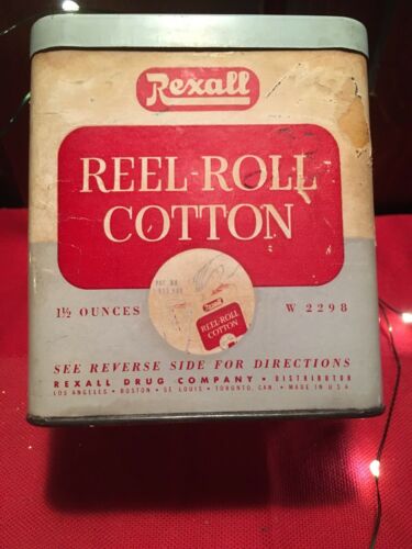 Rexall Reel-Roll Cotton Package 1 1/2oz W2298  Tin Drug Store With Cotton