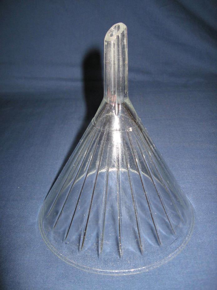 Vintage Ribbed GLASS FUNNEL 16 oz Mooney Airvent Lab Apothecary Drug Store