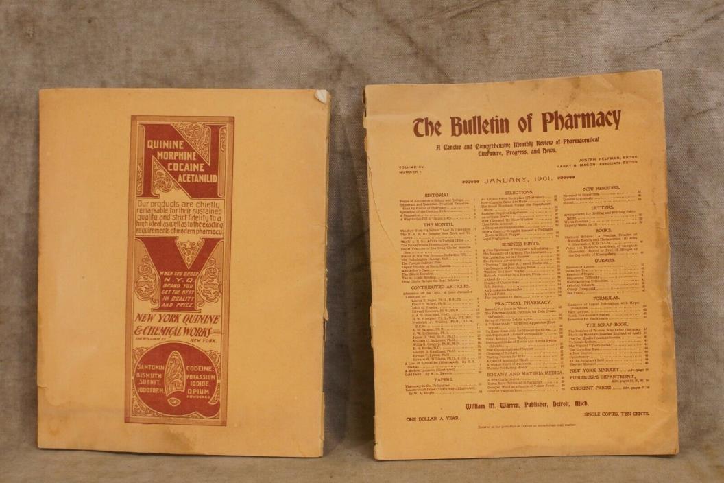(2) The Bulletin of Pharmacy 1901 Apothecary Druggists (Cocaine, Morphine Ads)