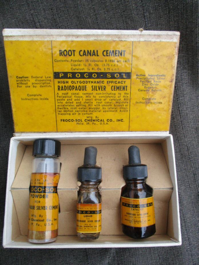 VINTAGE 1950s PROCO-SOL DENTIST DENTAL ROOT CANAL CEMENT KIT