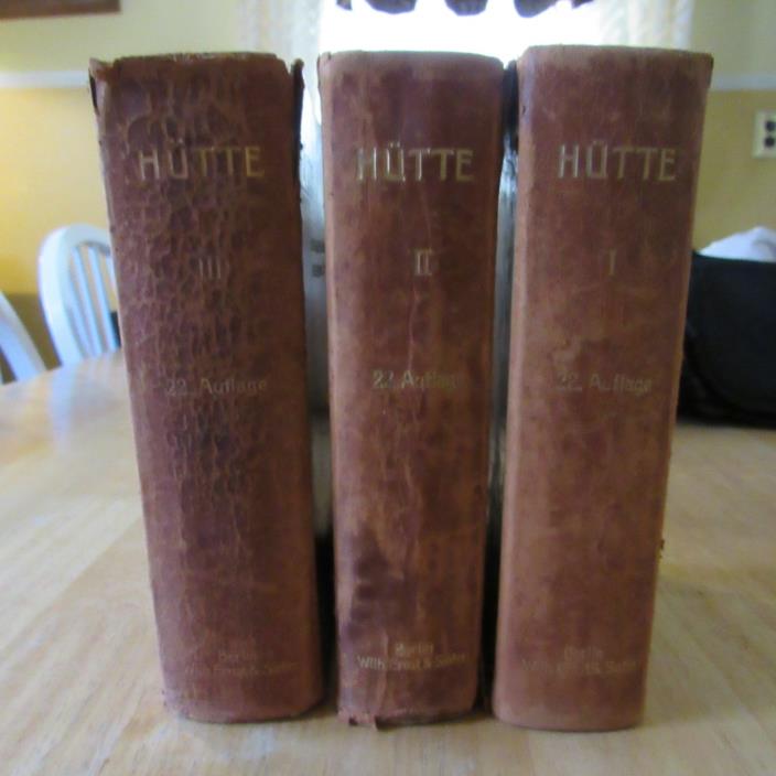 Vintage German Engineering Book Set:  Hutte Des Ingenieurs Taschenbuch 1,2 & 3