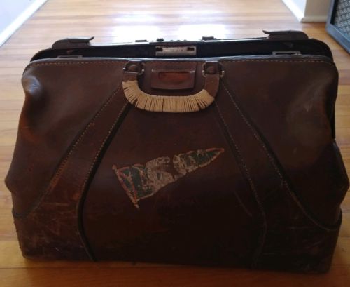 Large Antique Brown Leather Doctors Bag Eveleigh Baggage Distressed