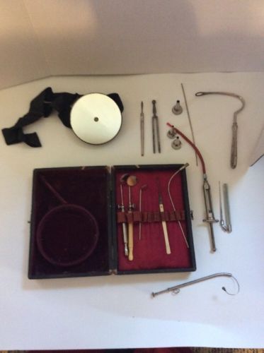 Antique Medical Otoscopic Dental  Doctors Boxed Set Instruments