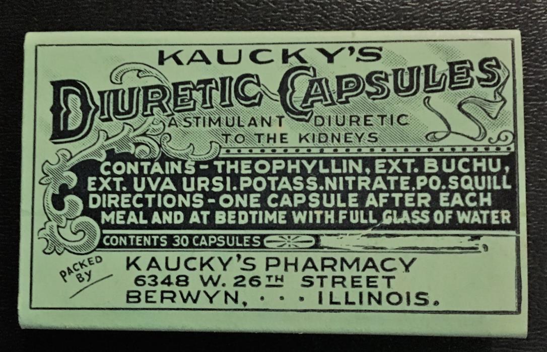 1906 KAUCKY'S Diuretic Capsules Box “NEW OLD STOCK” Berwyn, Illinois