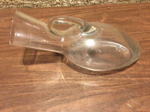 Vintage Clear Glass Female Hospital Urinal With Applied Handle 0-16 Ounce Scale