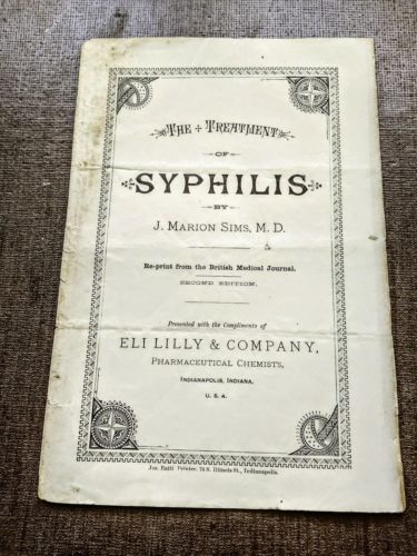 1883 The Treatment of Syphilis by J Marion Sims MD 2nd edition pamphlet + flyer