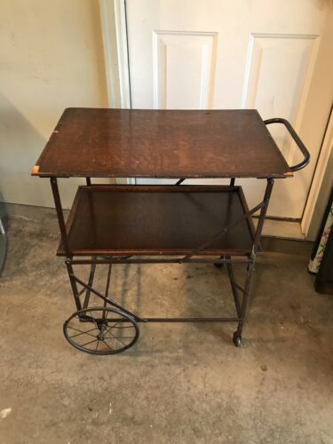 Antique 1900’s Cast Iron Collapsible Hospital Tray Cart RARE