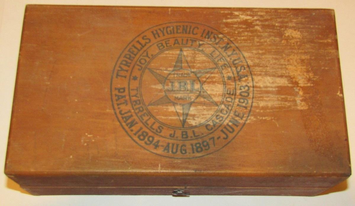 TYRRELLS J.B.L.CASCADE RECTAL ENEMA WOOD MEDICAL ADVERTISING BOX,1903,Empty,1894
