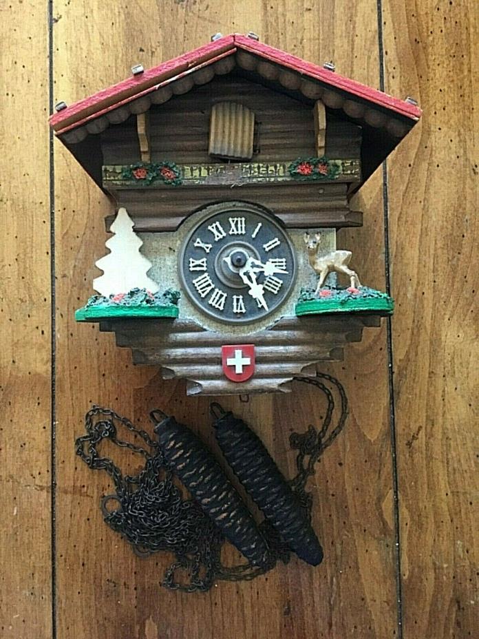 Vtg German REGULA CUCKOO CLOCK Deer Christmas tree