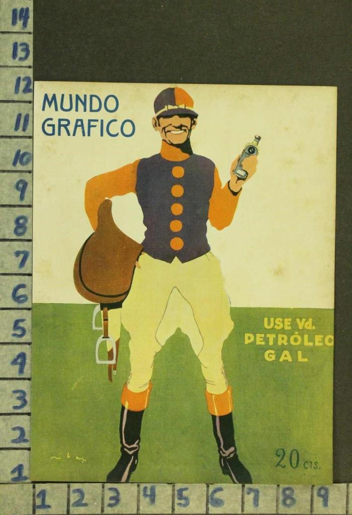 1917 QUACK MED CURE EQUESTRIAN HORSE RACE TACK JOCKEY SPANISH ART COVER ZR56