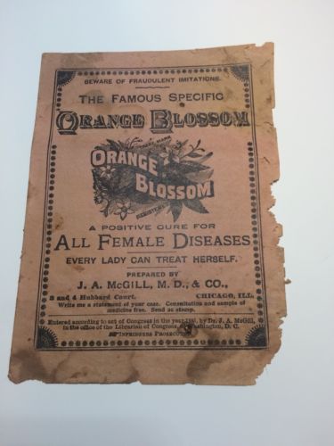 BETHANY MO Orange Blossom Cure For Female Diseases Quack Medicine Advertising