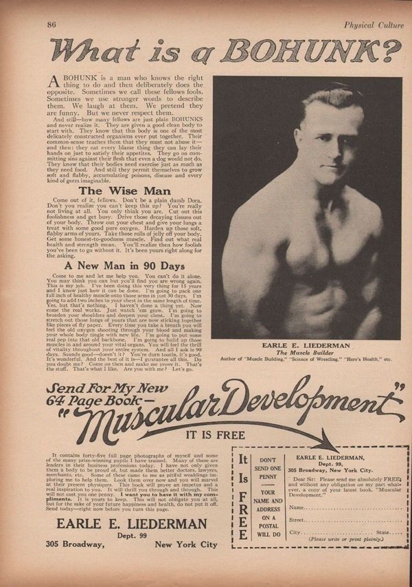 1925 LIEDERMAN WEIGHT TRAIN FITNESS HEALTH BOOK MAN AD14214