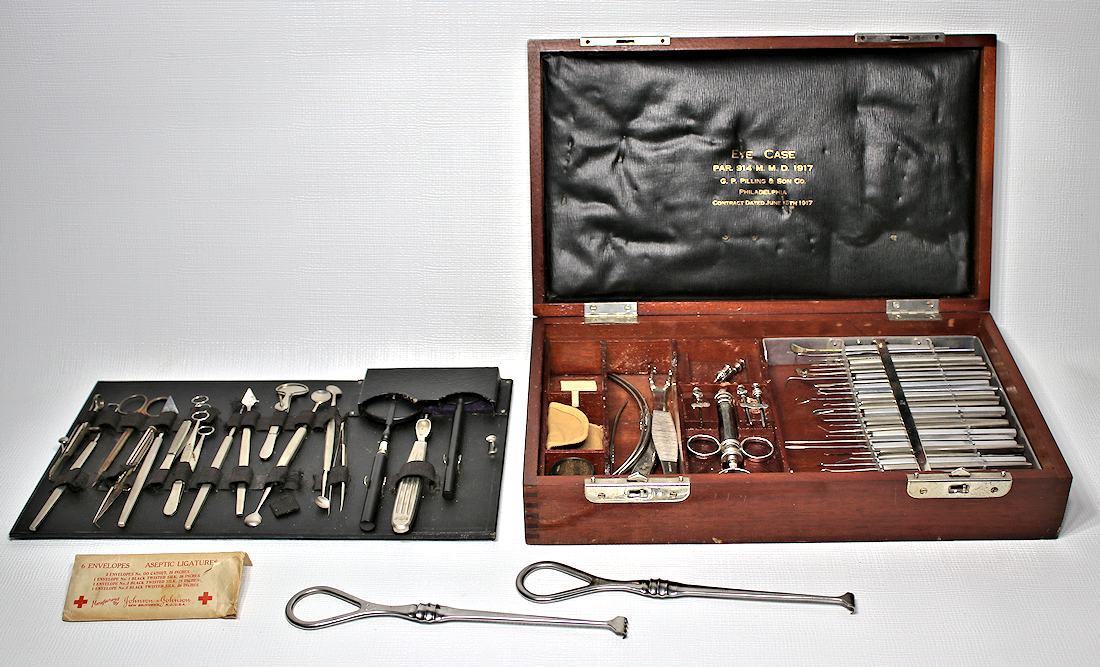 WWI ULTRA RARE EYE SURGICAL INSTRUMENTS 1917 G.P. Pilling & Son Co. Phil