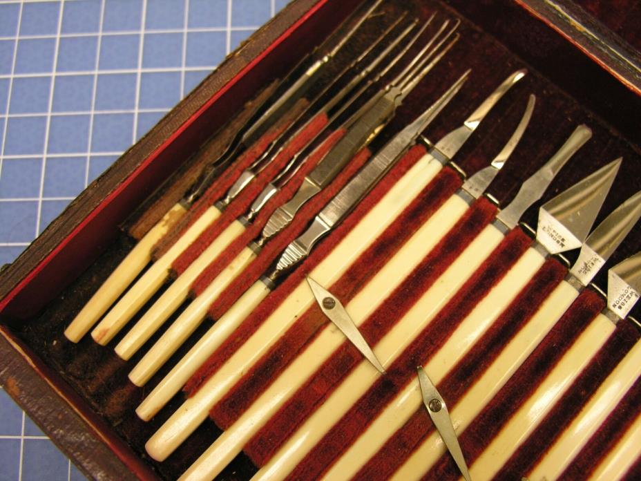 ~ A 19th c Cased 3-Tier Ophthalmic Surgical Set by Weiss, Larger than Typical ~