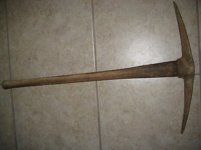 Antique Vintage Pick Axe Head With Handle Forged Tool 22 1/2