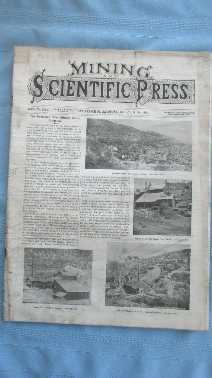 1901 Mining & Scientific Press-Arizona Territory Mining-Mine Equipment Ads-