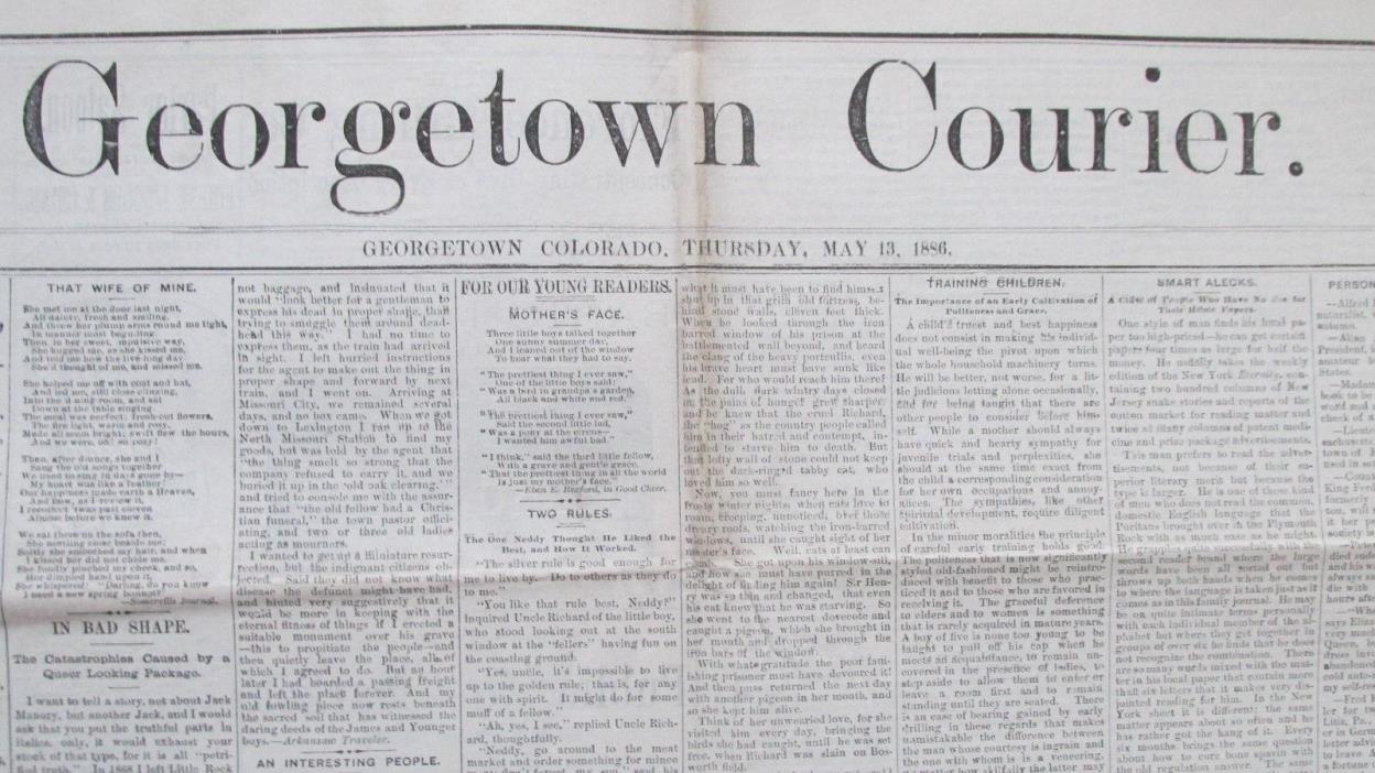 1896 Georgetown Courier Newspaper-Georgetown Colo.-Mining Town News-Advertising