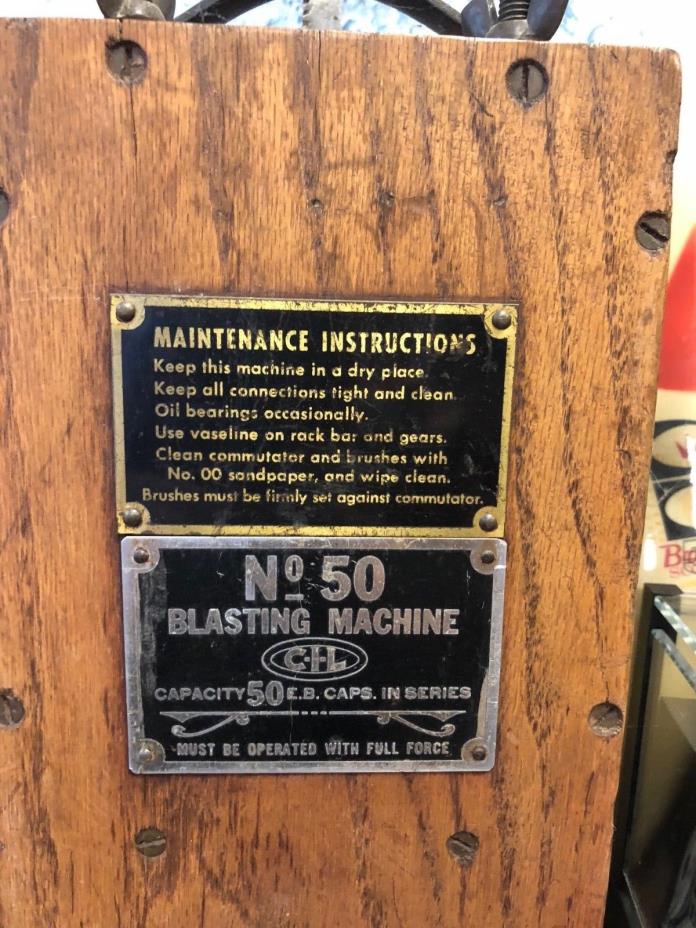 CIL #50 Blasting Machine, with manual and Blasting Caps tin- Vintage Mining