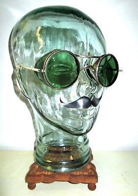 Antique American Optical Green Shield Sunglasses Goggles VTG AO Retro Steampunk