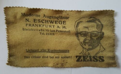 Vintage Frankfurt Germany Optician Eyeglass Cleaning Zeiss Advertising Cloth
